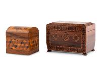 Two English Tunbridge Ware Tea Caddies