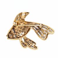 Diamond and Yellow Gold Fish Pendant Brooch