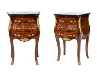 A Pair of Louis XV Style Marquetry Petit Commodes — 20TH CENTURY