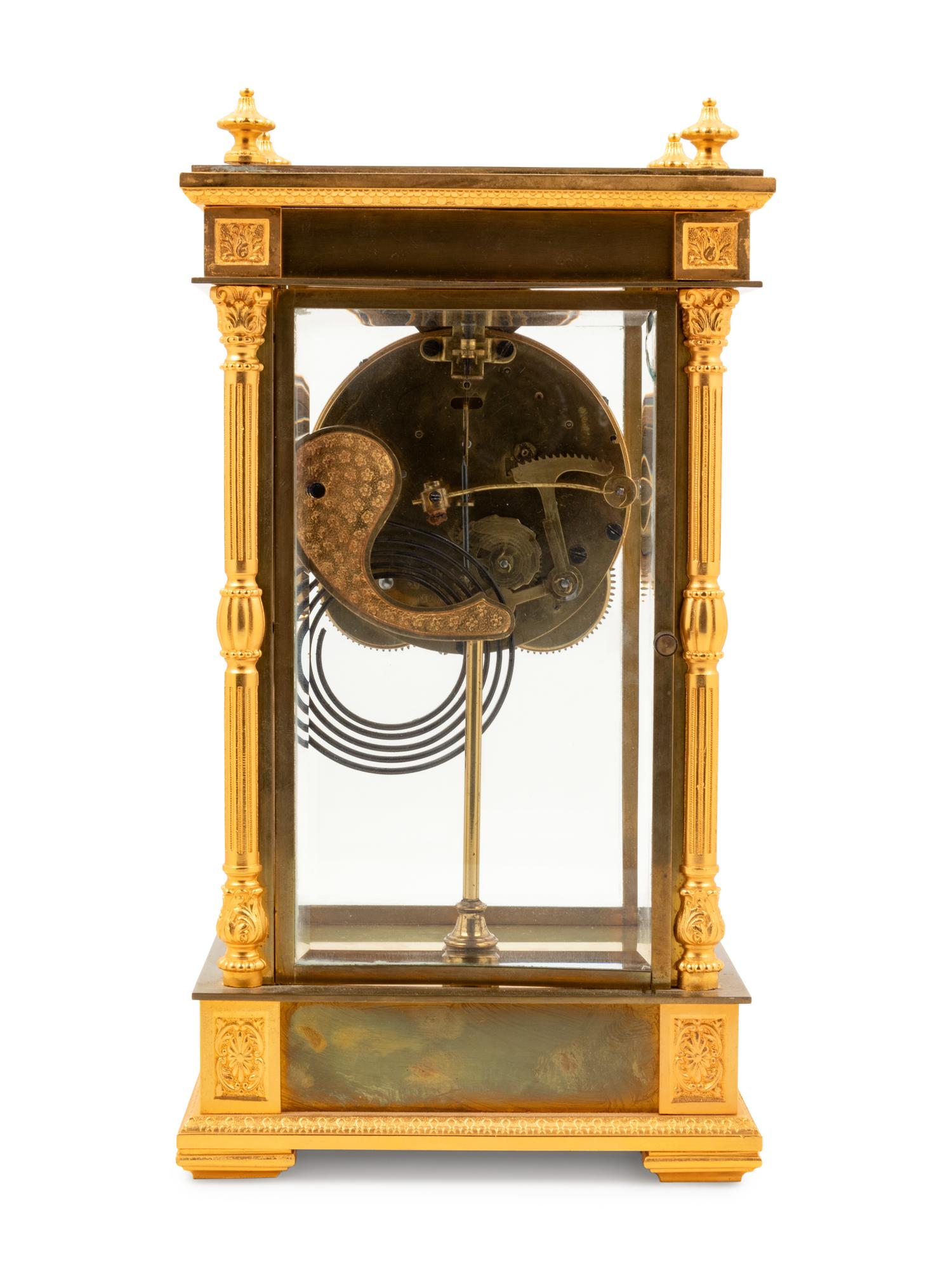 An Ansonia Earl Gilt Metal and Crystal Regulator Clock
