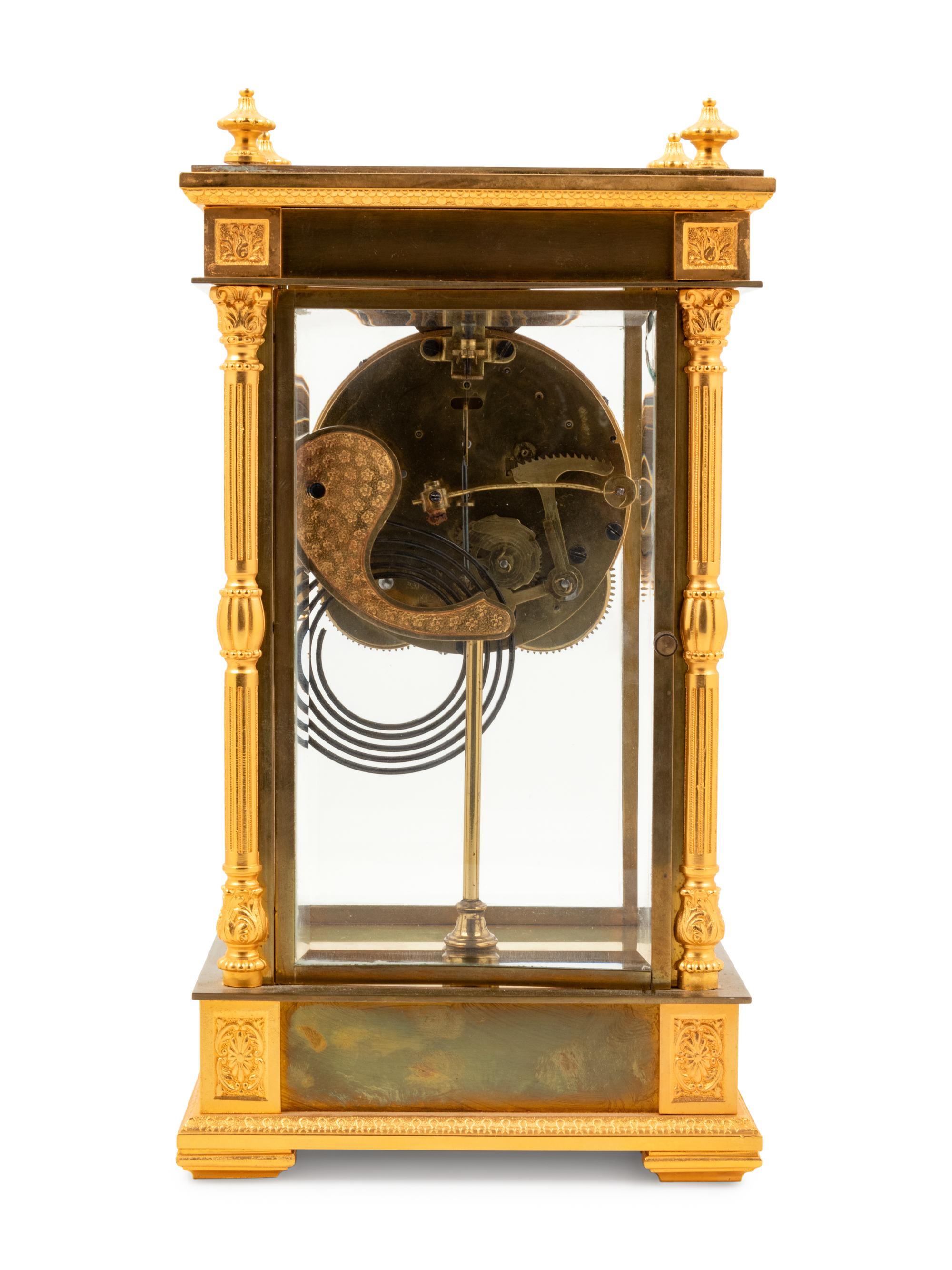 An Ansonia Earl Gilt Metal and Crystal Regulator Clock