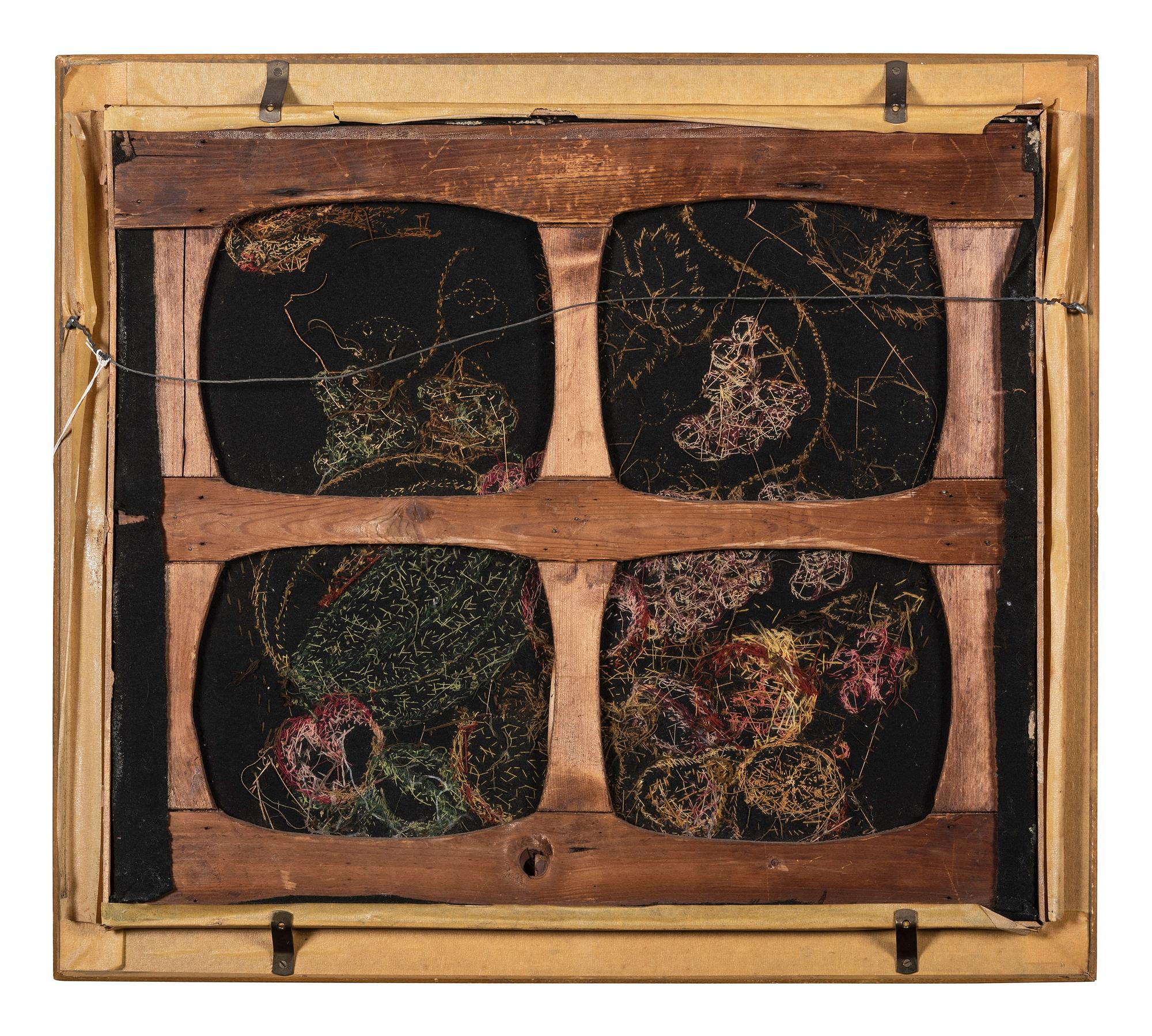 An American Stumpwork Embroidery of Fruit in a Whalebone Basket