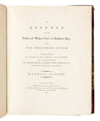 HEARNE, Samuel (1745-1792). A Journey from Prince of Wales's Fort in Hudson's Bay, to the Northern Ocean. Undertaken by order of the Hudson's Bay Company, for the discovery of Copper Mines, a North West Passage, &c. In the Years 1769...1772 . London: for A. Strahan and T. Cadell, 1795.