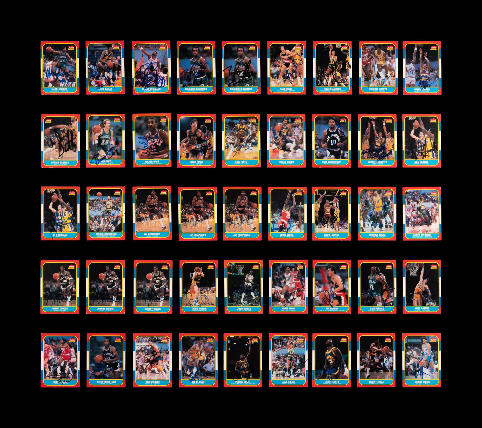A Collection of 1986-87 Fleer Signed Autograph Basketball Cards (50)