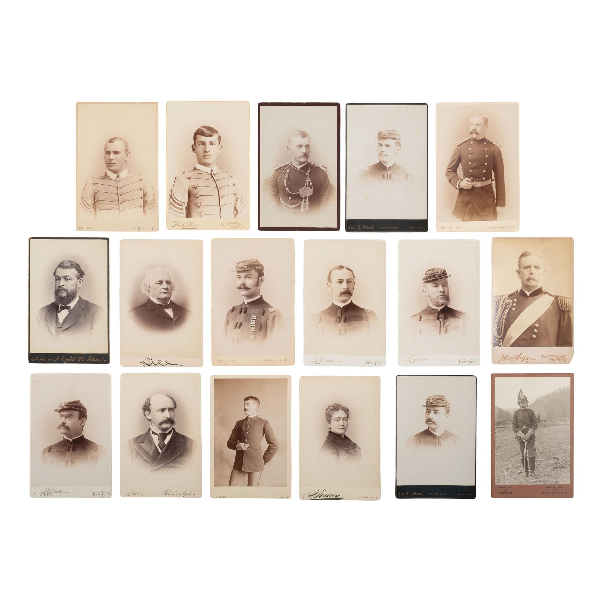 [Early Photography] Group of 46 Cabinet Cards of Officers and Enlisted men, ca 1870s-1900s