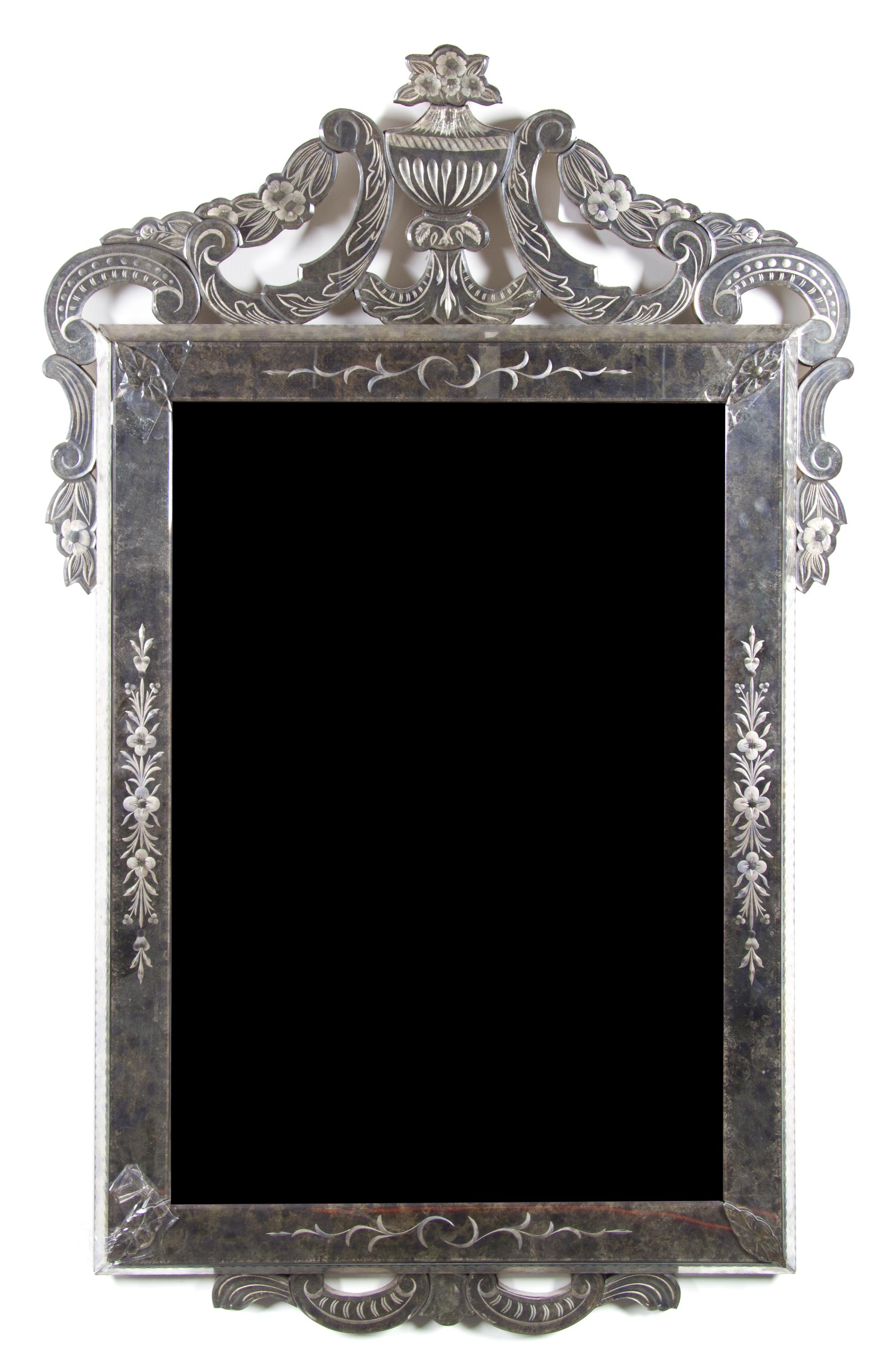 A Venetian Glass Mirror Height 51 x width 32 1/4 inches. — FIRST HALF 20TH CENTURY
