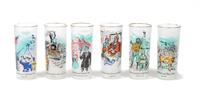 Set of Six Vintage Western Style Bar Glasses Height 6 1/2 inches