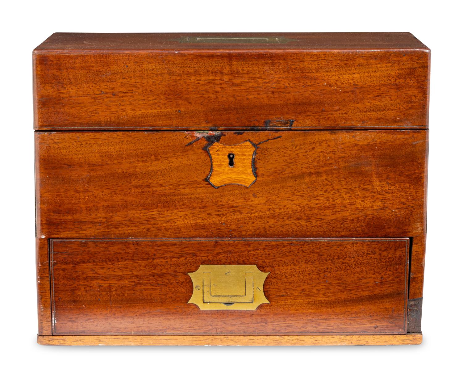 An English Mahogany-Cased Bottle Caddy or Apothecary Chest