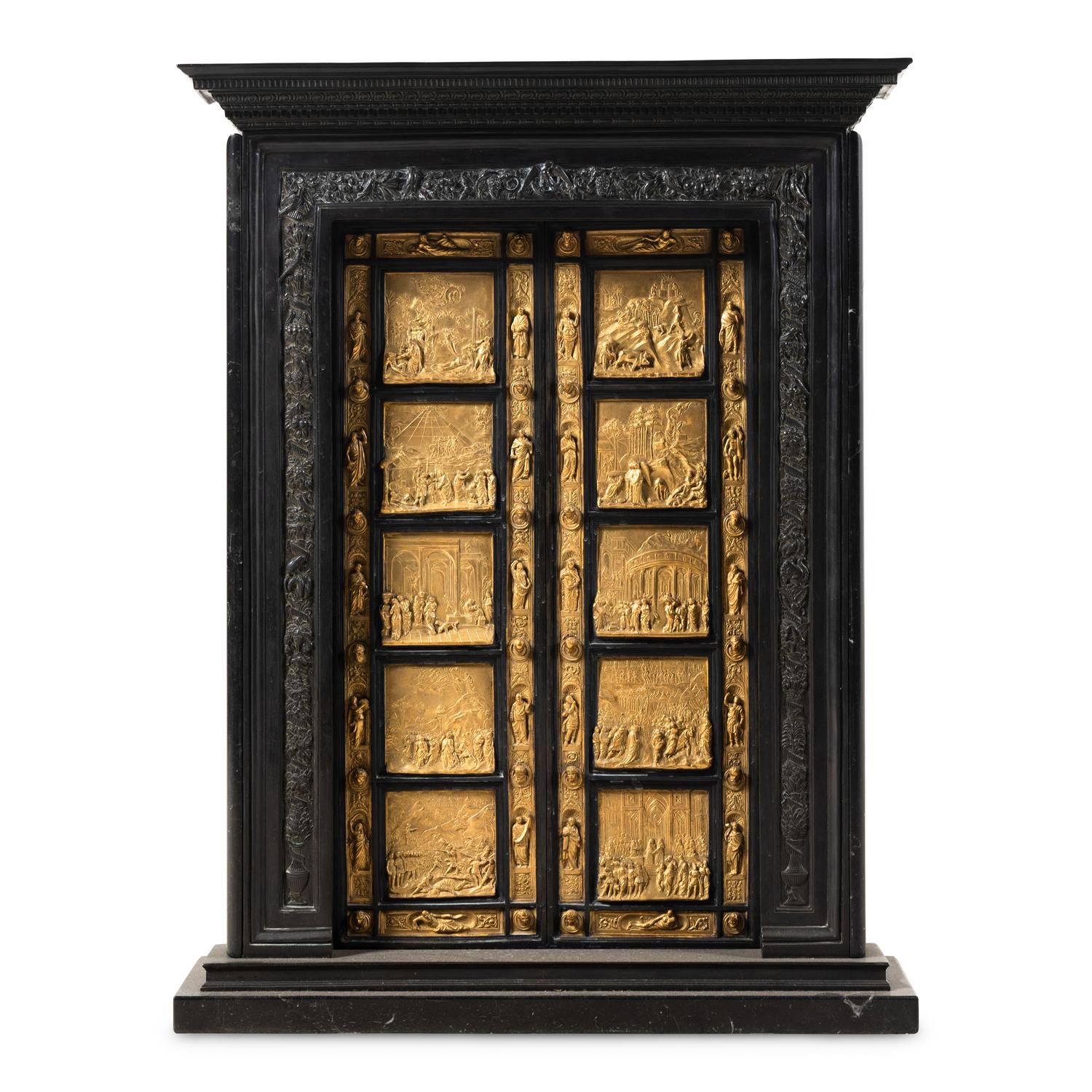 A Patinated and Gilt Bronze Model of the Gates of Paradise