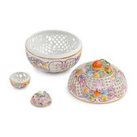 Two Pairs of Herend Reticulated Porcelain Boxes