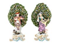 A Pair of Chelsea Derby Porcelain Bocage Figures — LATE 18TH CENTURY