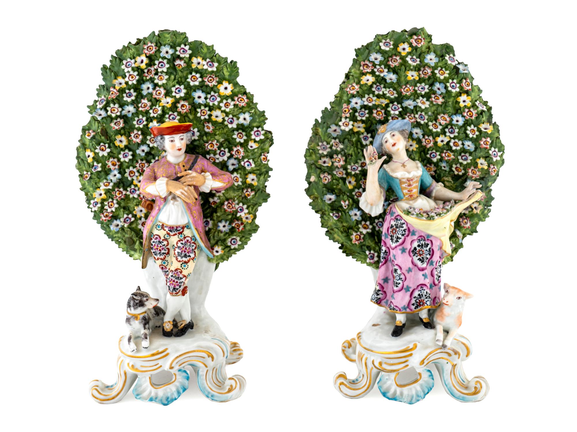 A Pair of Chelsea Derby Porcelain Bocage Figures — LATE 18TH CENTURY