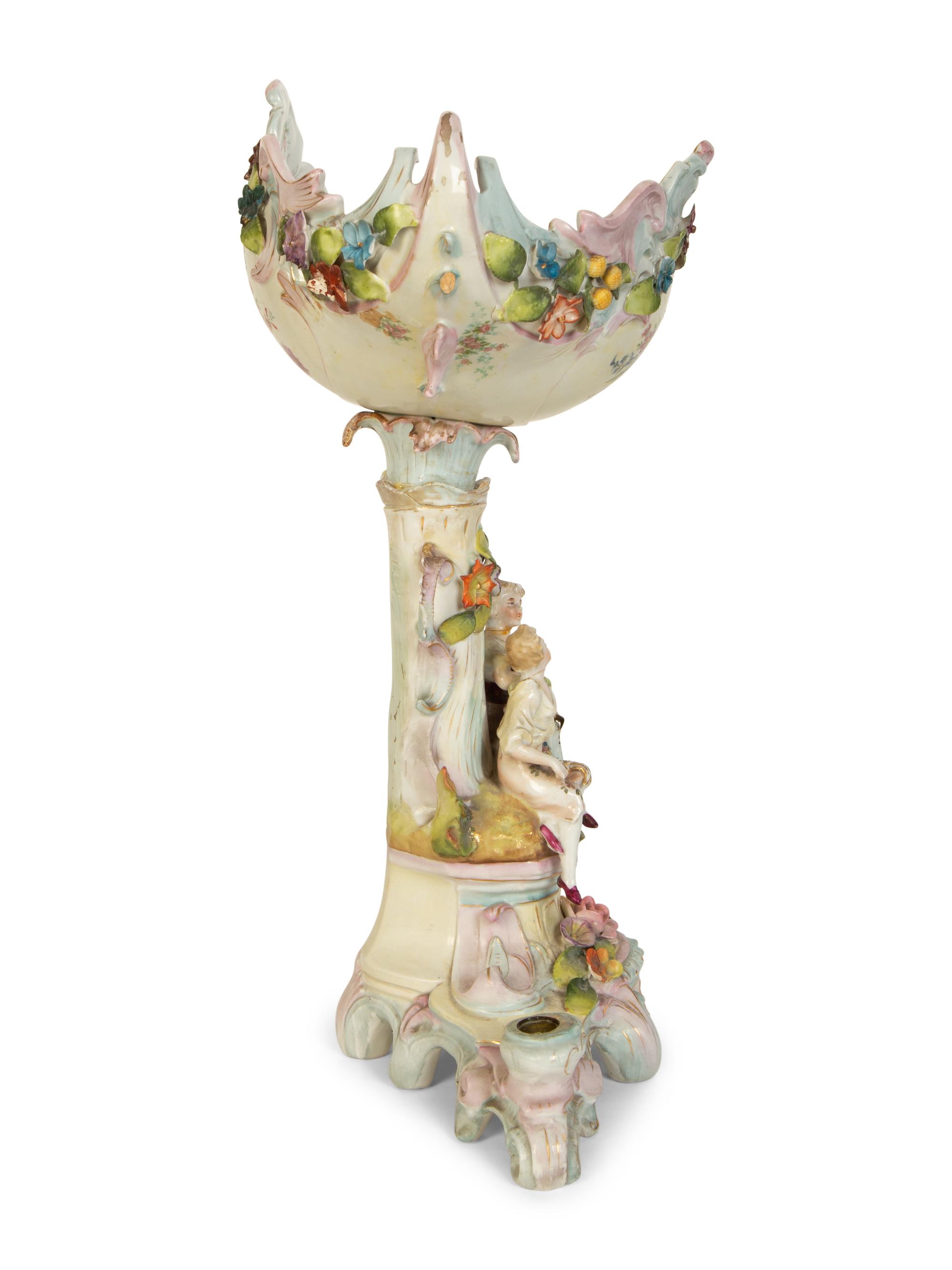 A Group of Six Continental Painted Porcelain Table Articles