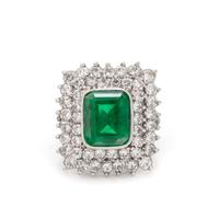 DIAMOND AND BERYL TRIPLET RING