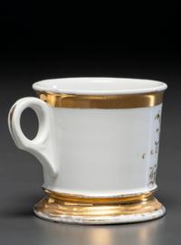 A Porcelain Shaving Mug Depicting an American Bulldog