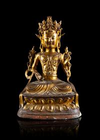 A Sino-Tibetan Gilt Bronze Figure of Maitreya Bodhisattva
