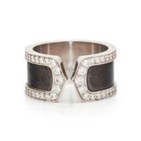 CARTIER, WHITE GOLD AND ENAMEL 'DOUBLE C' RING