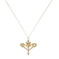 Antique, Cultured Pearl and Diamond Pendant Brooch Necklace