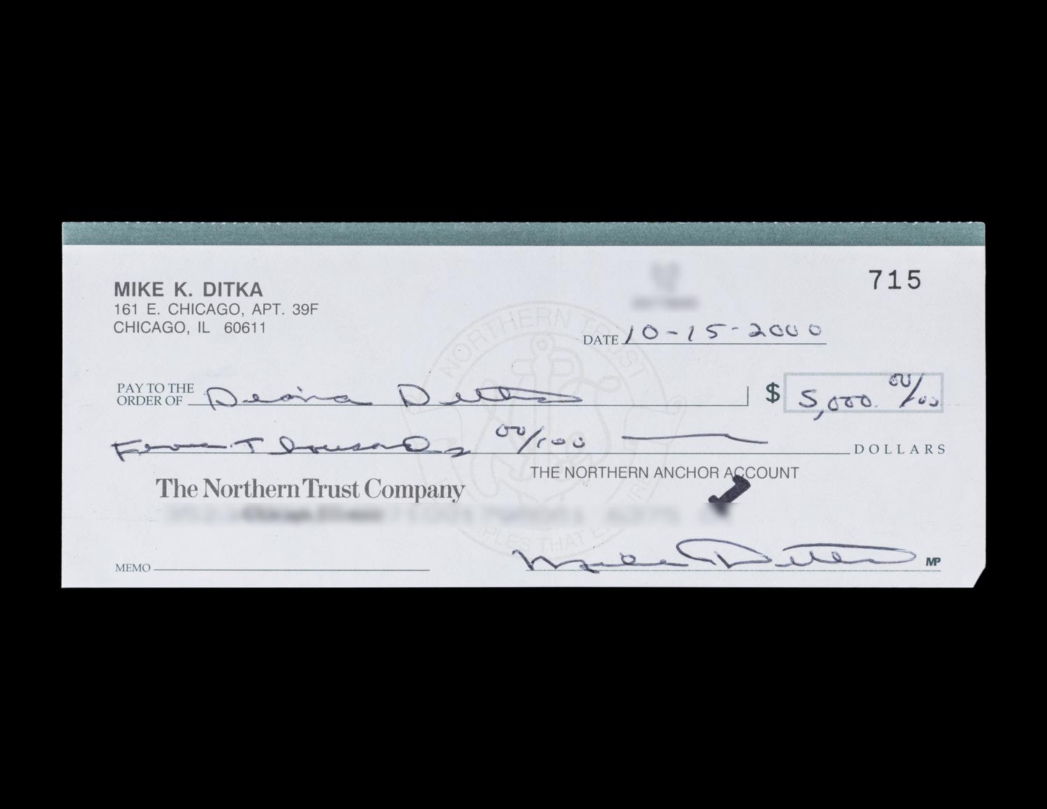 A Group of 50 Mike Ditka Signed Autograph Personal Checks