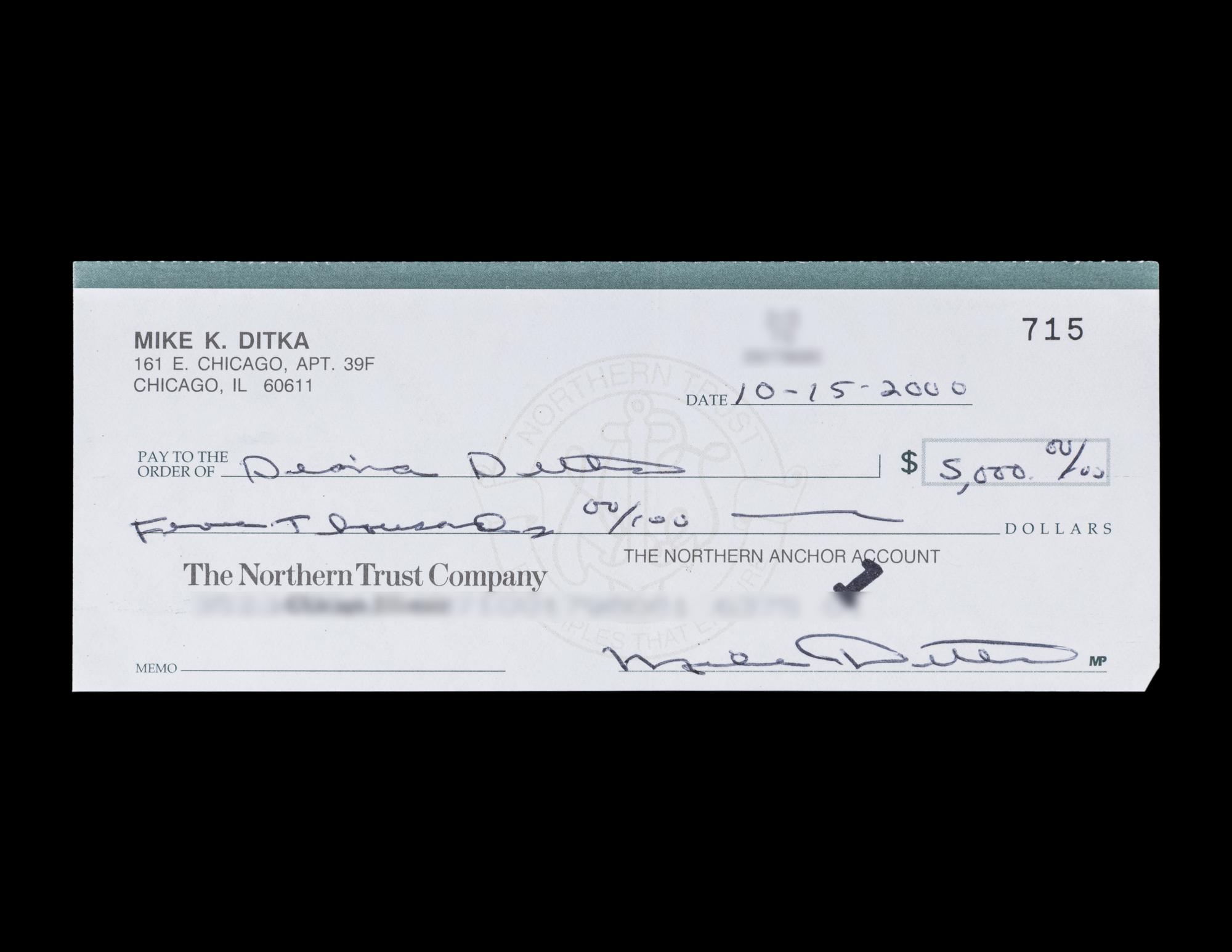 A Group of 50 Mike Ditka Signed Autograph Personal Checks