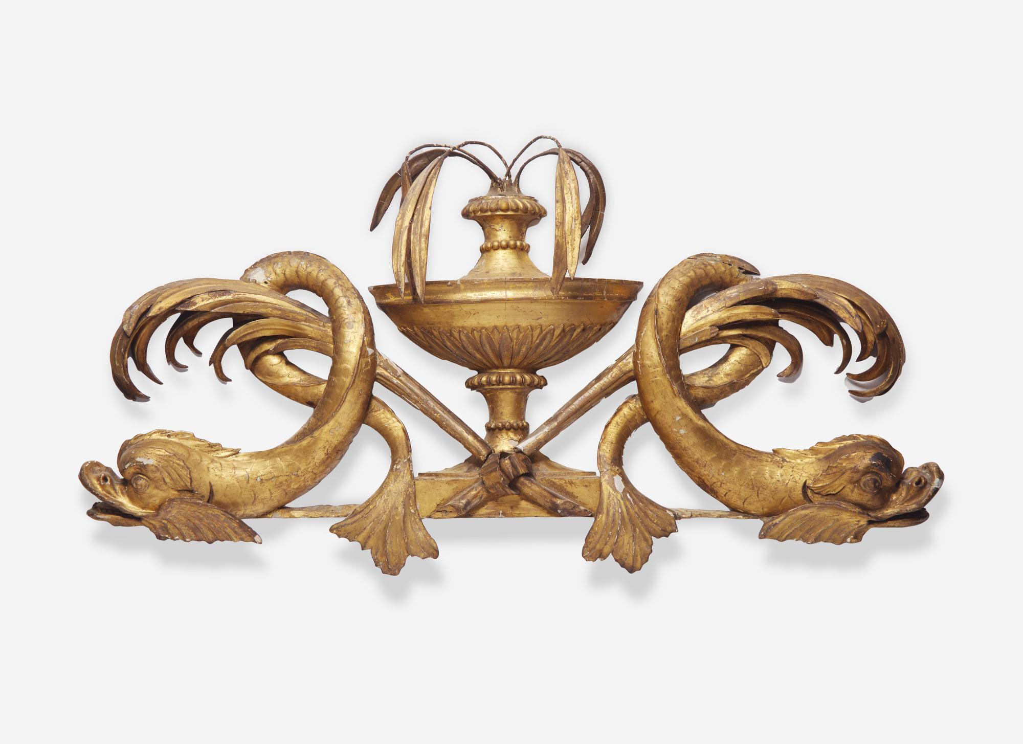 An English Carved Giltwood Transom Ornament