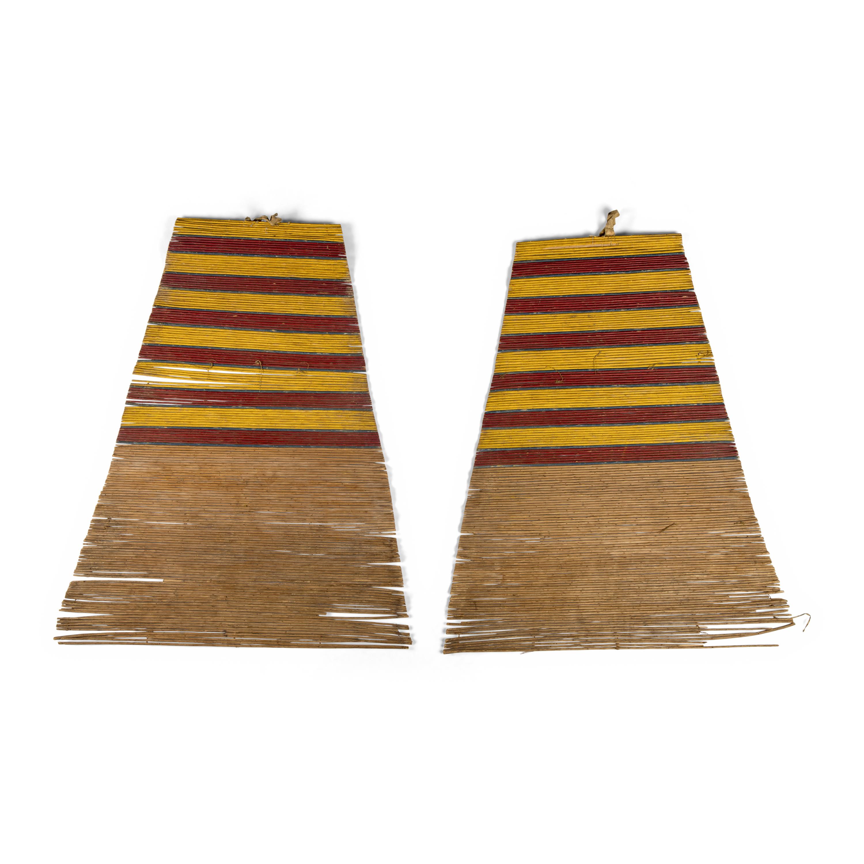 Plains Painted Tipi Backrests, Matched Pair