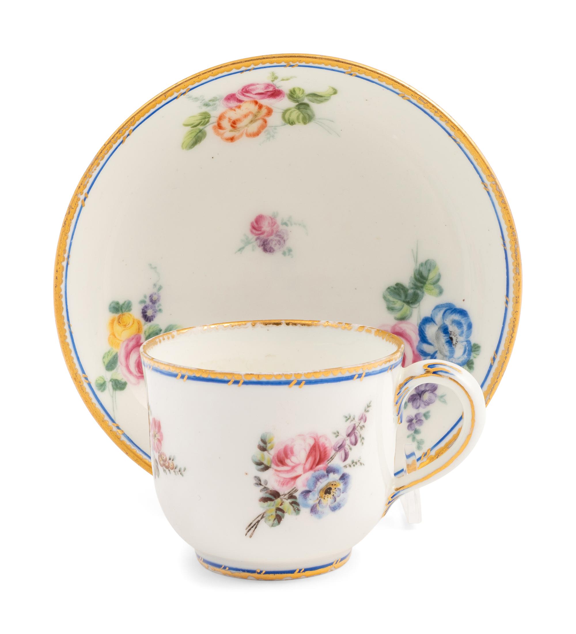 An Assembled Sèvres Porcelain Part Service Painted with Loose Bouquets ( Fleurs Détachées )
