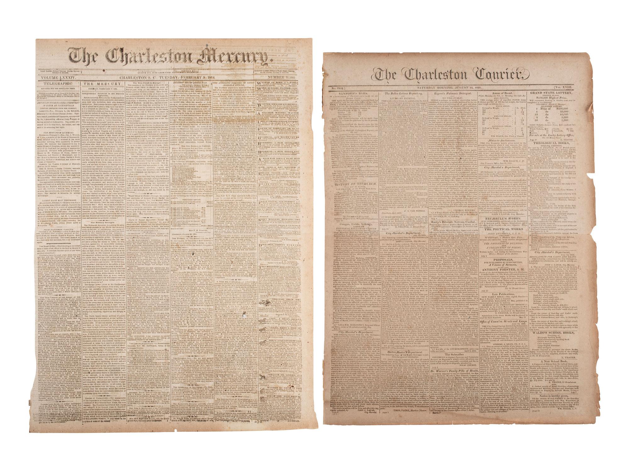 [ENSLAVEMENT & ABOLITION]. Group of newspapers involving enslavement and abolition, plus.