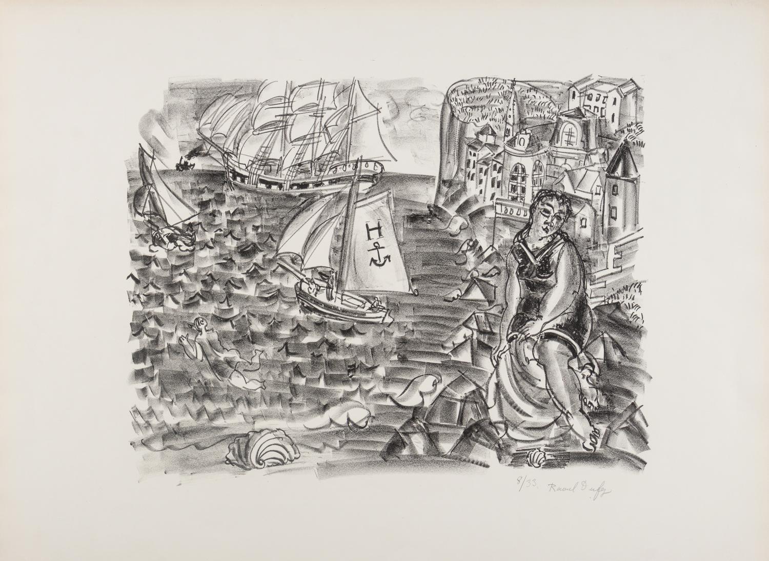 Baigneuse devant un port (Sainte-Adresse) (Bather at a port [Sainte-Adresse]) , c. 1920