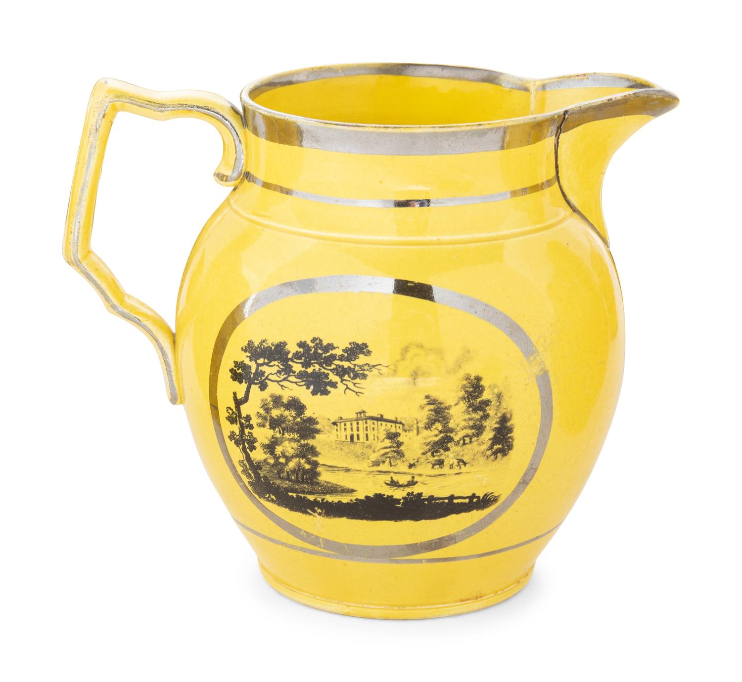 A Collection of Thirteen English Yellow Ground Transfer Wares