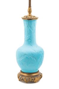 Steuben, EARLY 20TH CENTURY, a turquoise jade table lamp, form no. 8446