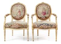 A Pair of Louis XV Painted Fauteuils Height 36 1/2 inches. — 18TH CENTURY