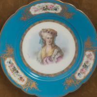 A Group of Seven Framed Sèvres Style Porcelain Plates
