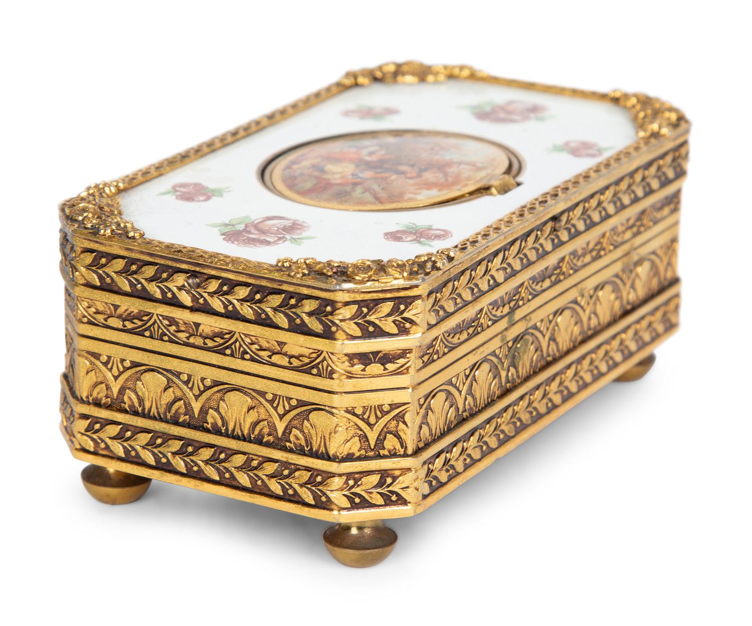 A West German Gilt Metal and Enamel Singing Bird Automaton Box — 20TH CENTURY