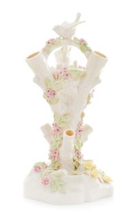 A Belleek Bird's Nest Stump Vase Height 12 inches. — SEVENTH GOLD MARK (1980-1993)