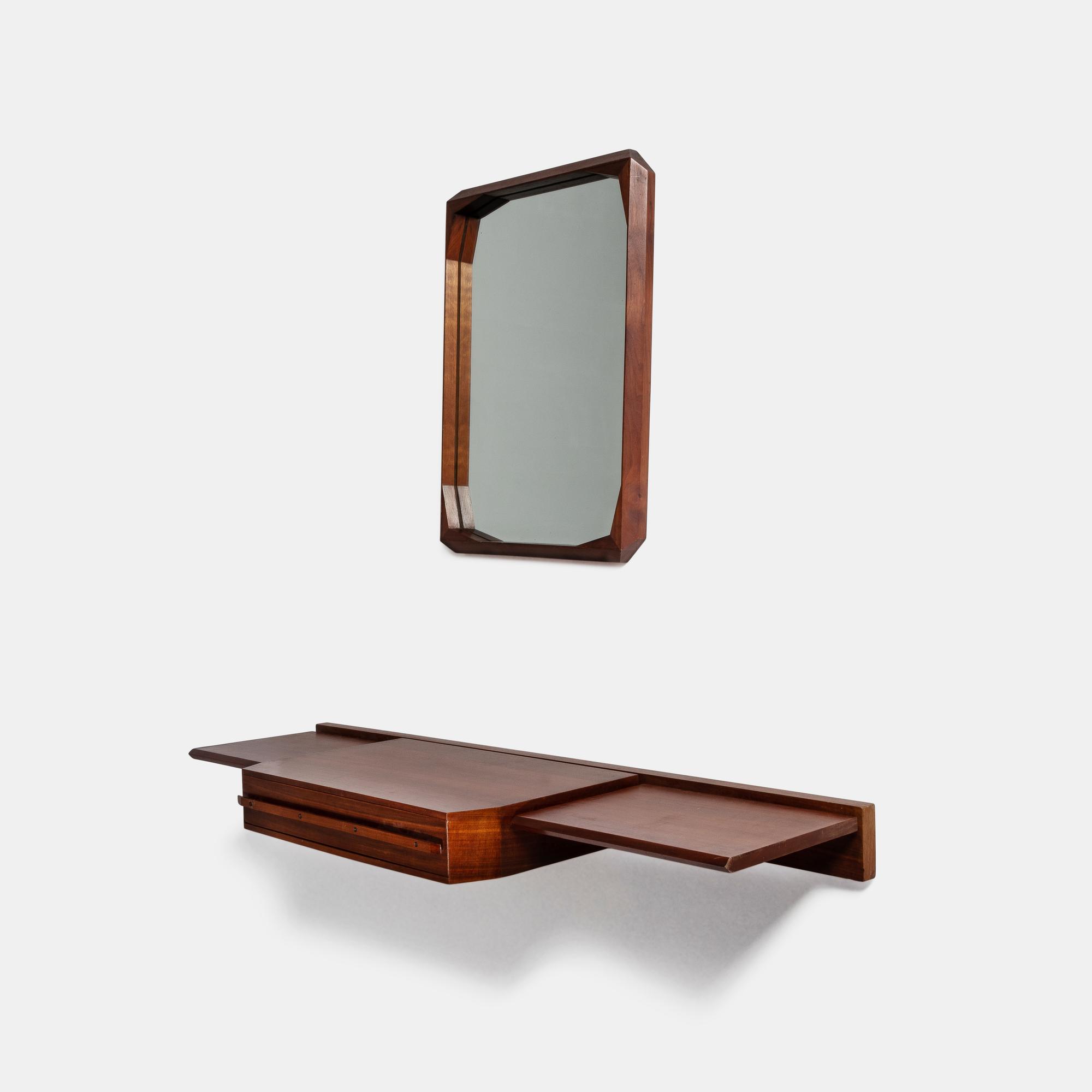 Wall-Mounted Console and Mirror, c. 1960 Tredici & C. Pavia, Italy