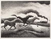 Thomas Hart Benton, (American, 1889-1975), Running Horses, 1955