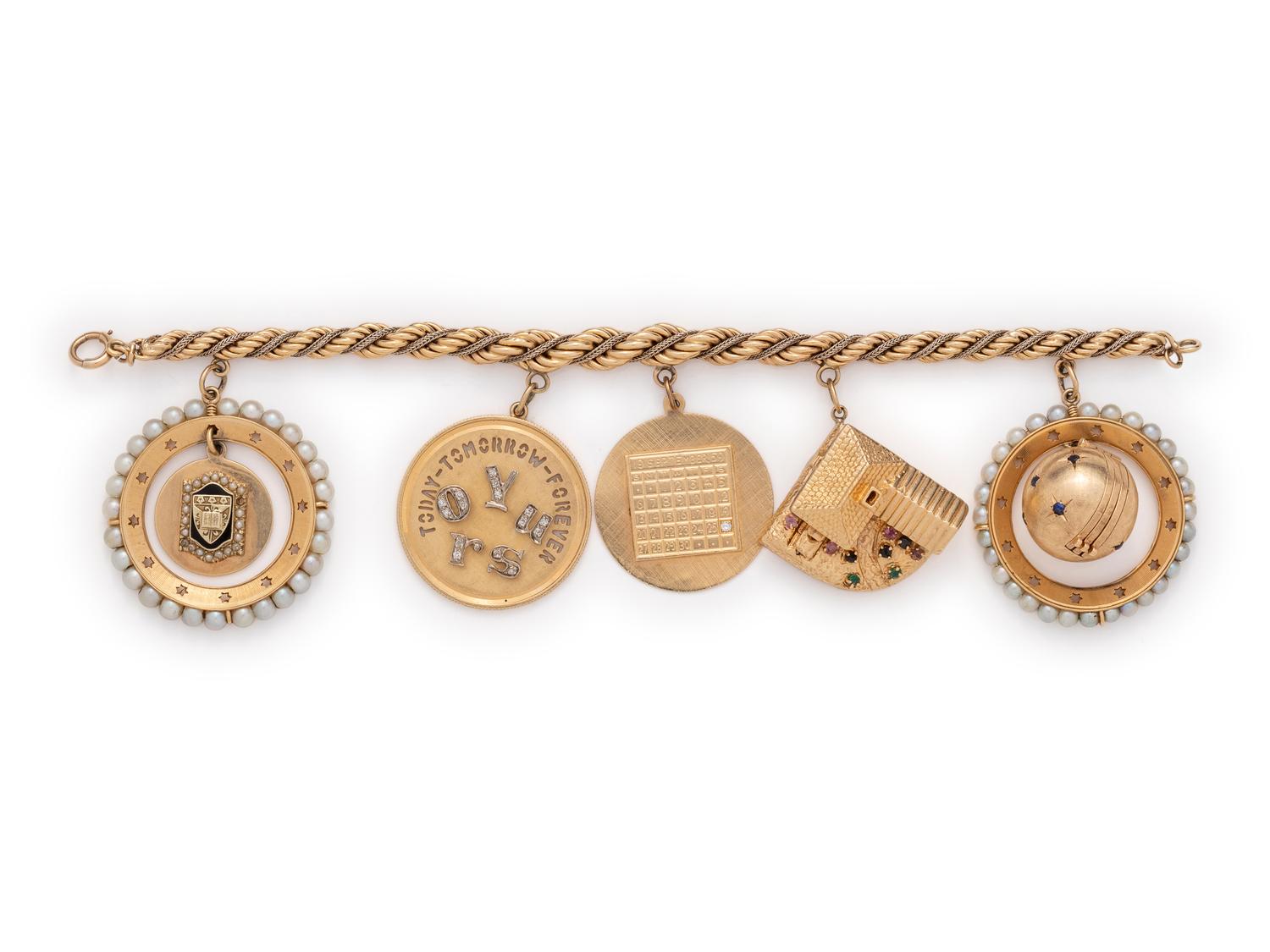 SOLD: YELLOW GOLD CHARM BRACELET