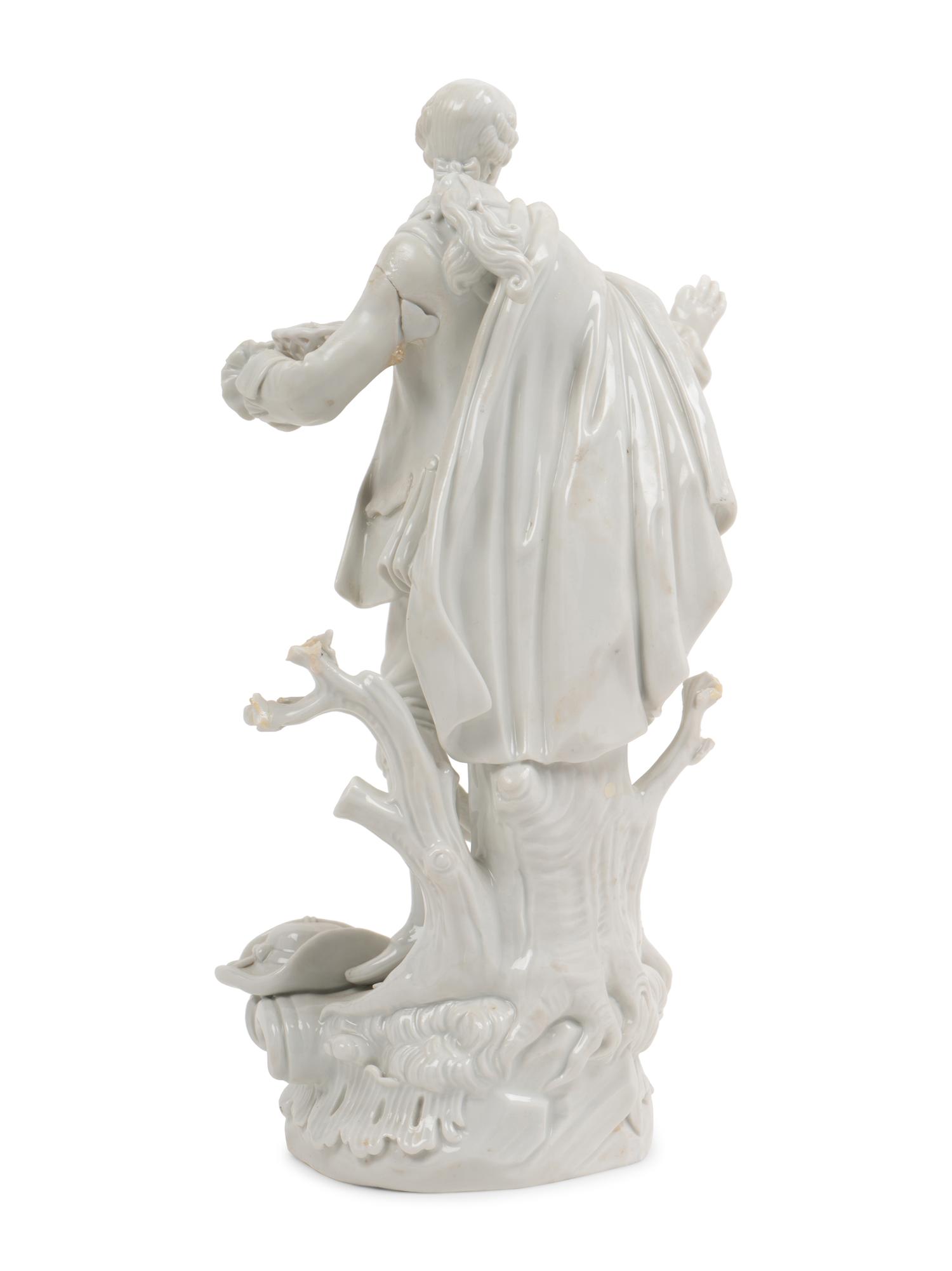 A Meissen Blanc-de-Chine Figure of a Man with a Hound