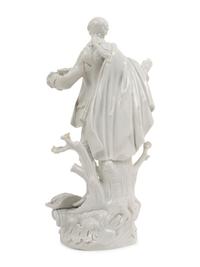 A Meissen Blanc-de-Chine Figure of a Man with a Hound
