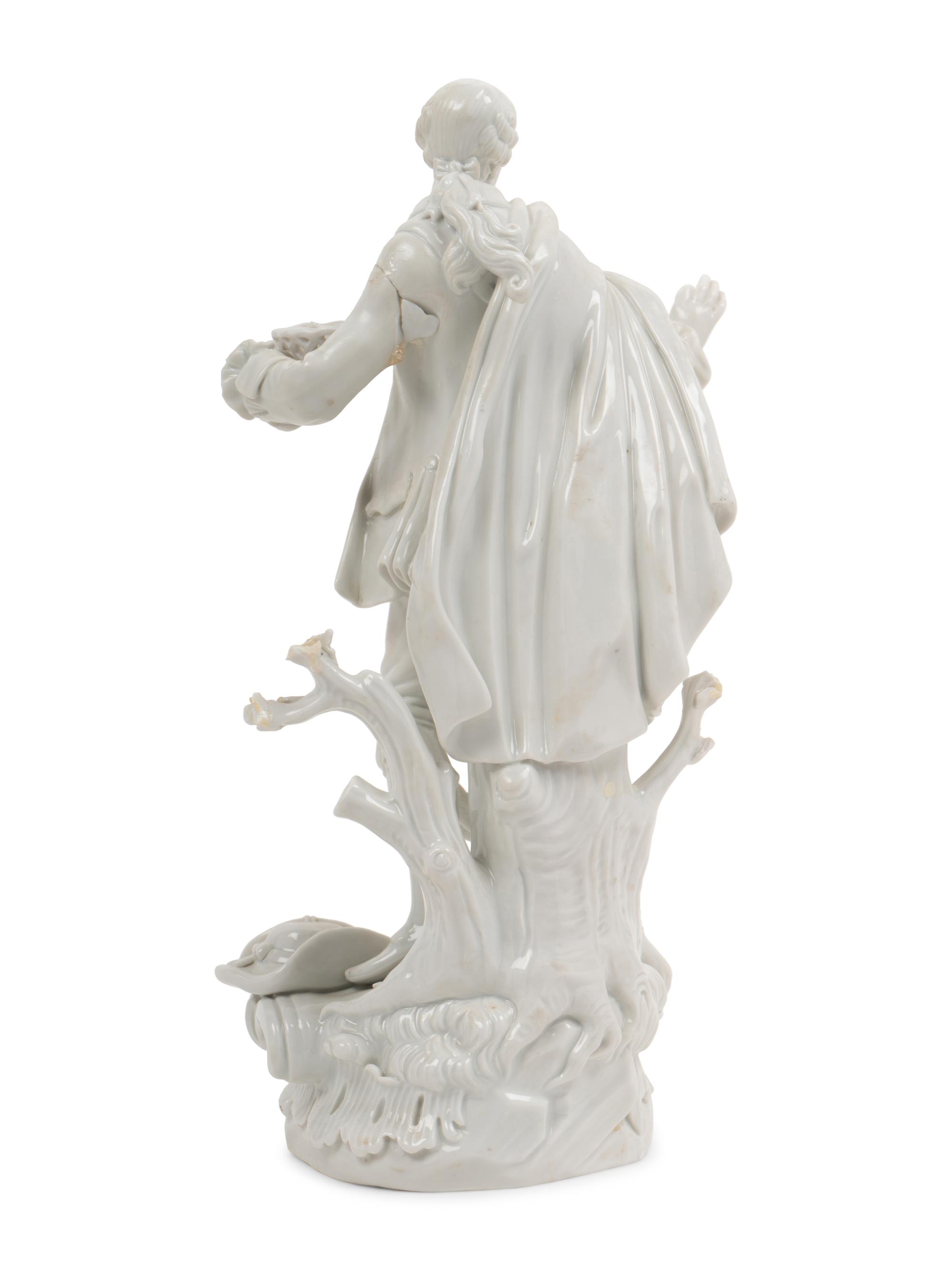A Meissen Blanc-de-Chine Figure of a Man with a Hound
