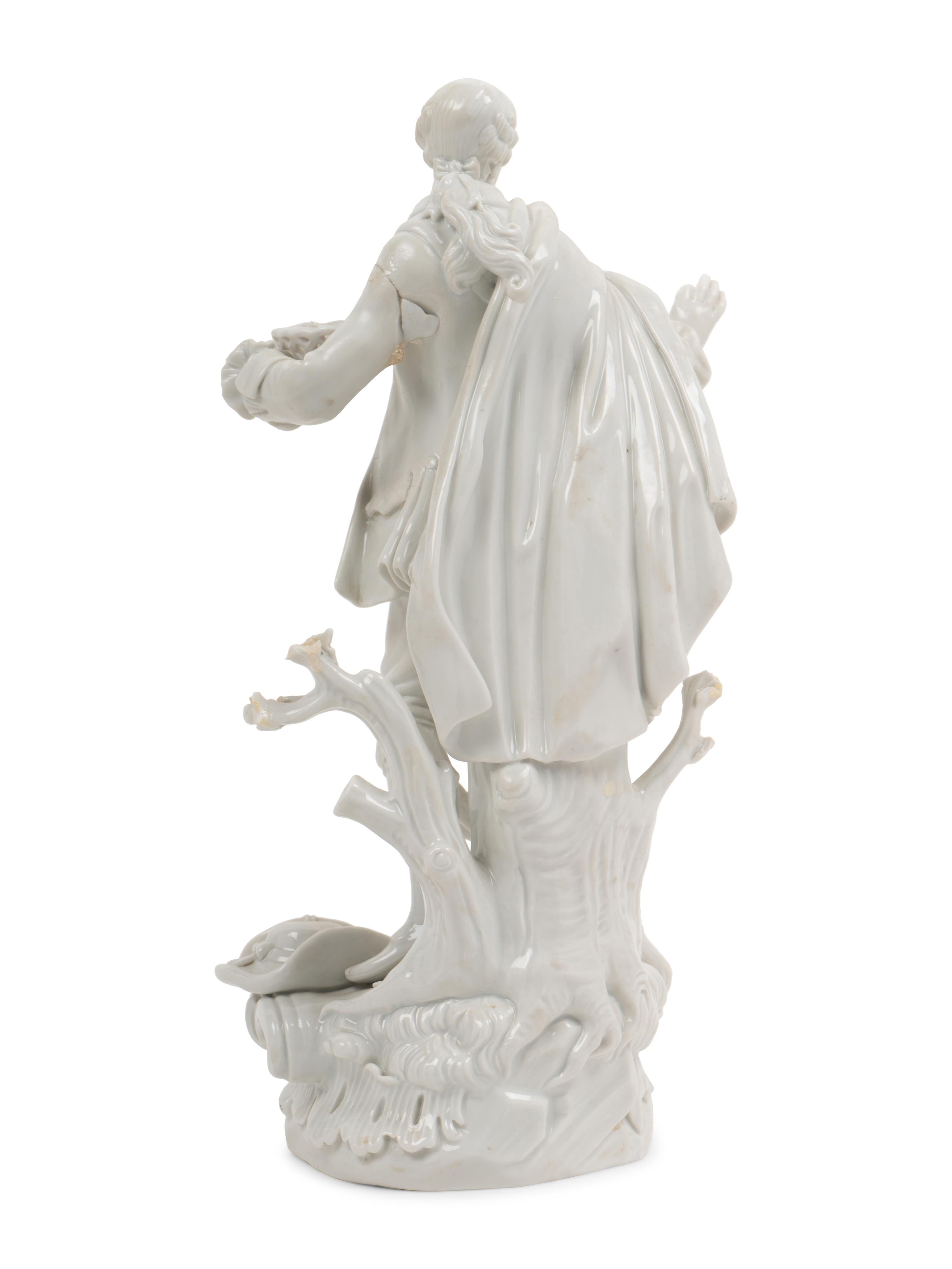 A Meissen Blanc-de-Chine Figure of a Man with a Hound