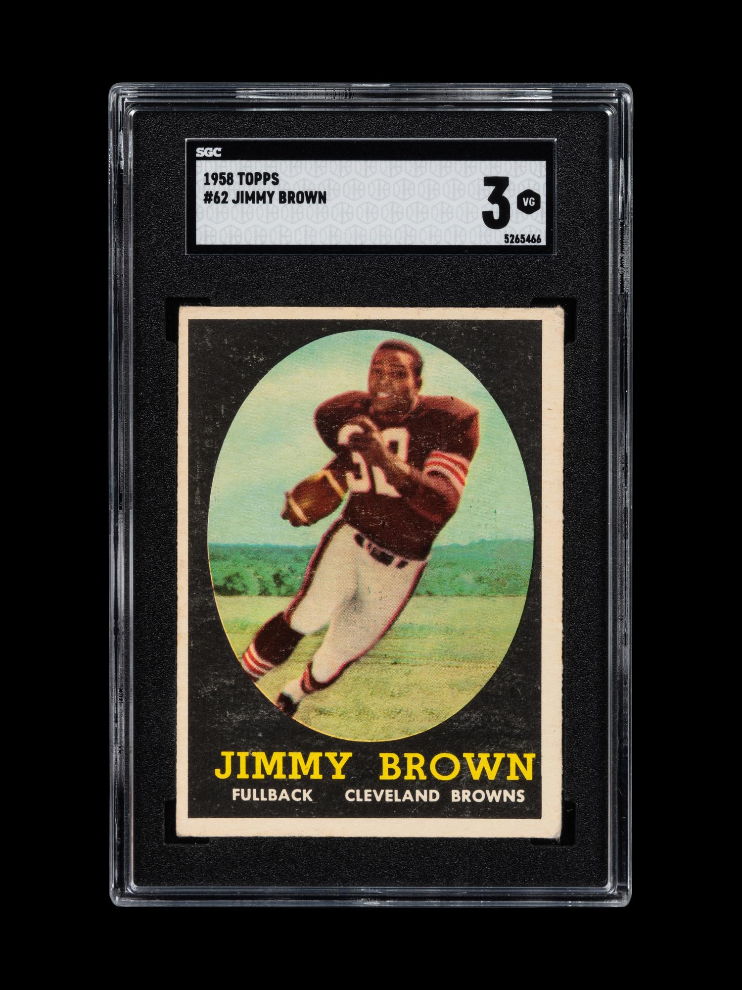 A 1958 Topps Jim Brown Rookie Football Card No. 62 (SGC 3 VG)