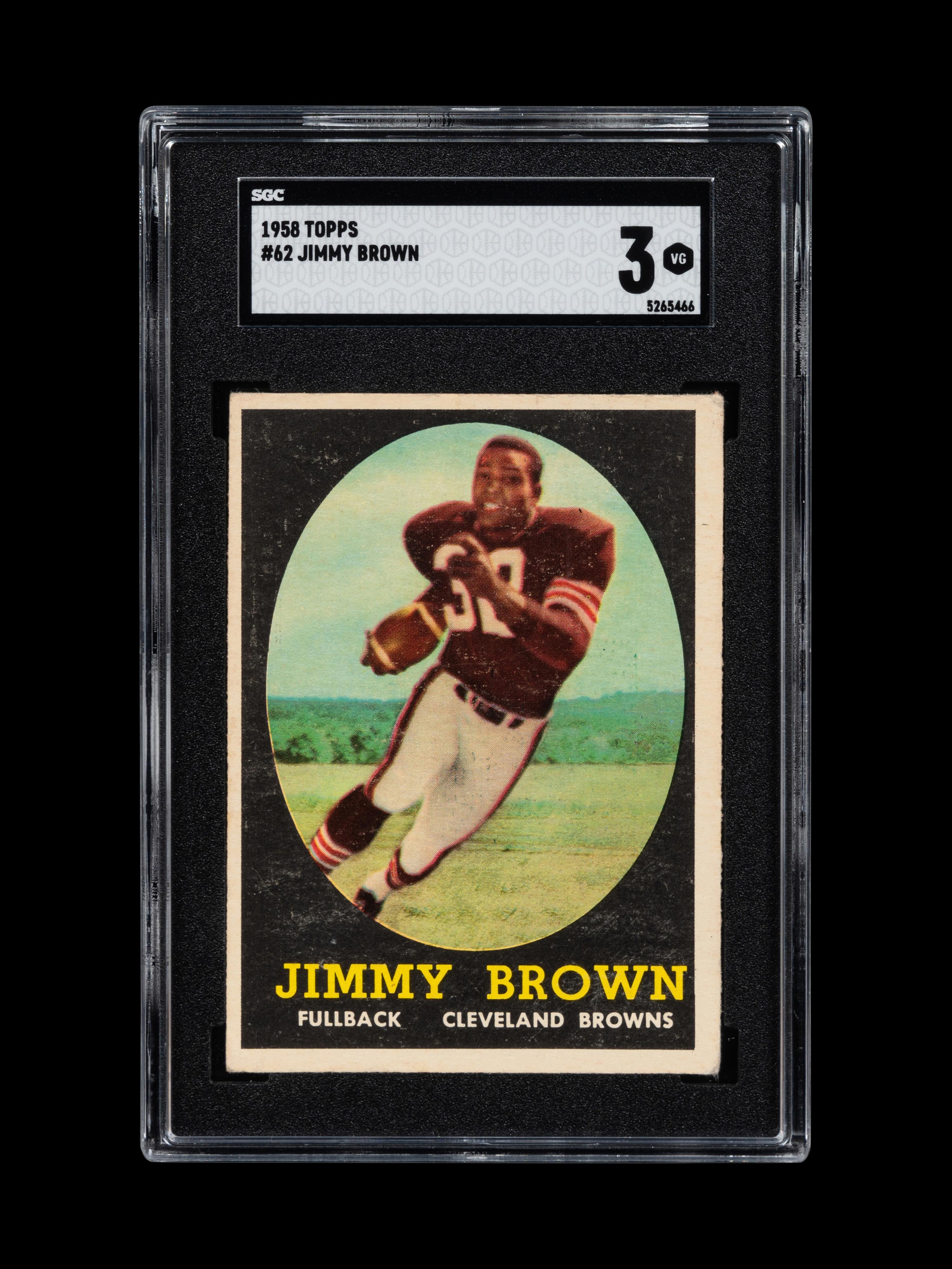 A 1958 Topps Jim Brown Rookie Football Card No. 62 (SGC 3 VG)
