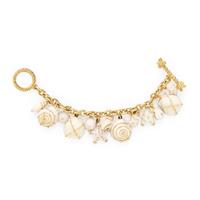 Mish, 'Cabana', White Coral, Diamond, and Yellow Gold Charm Bracelet