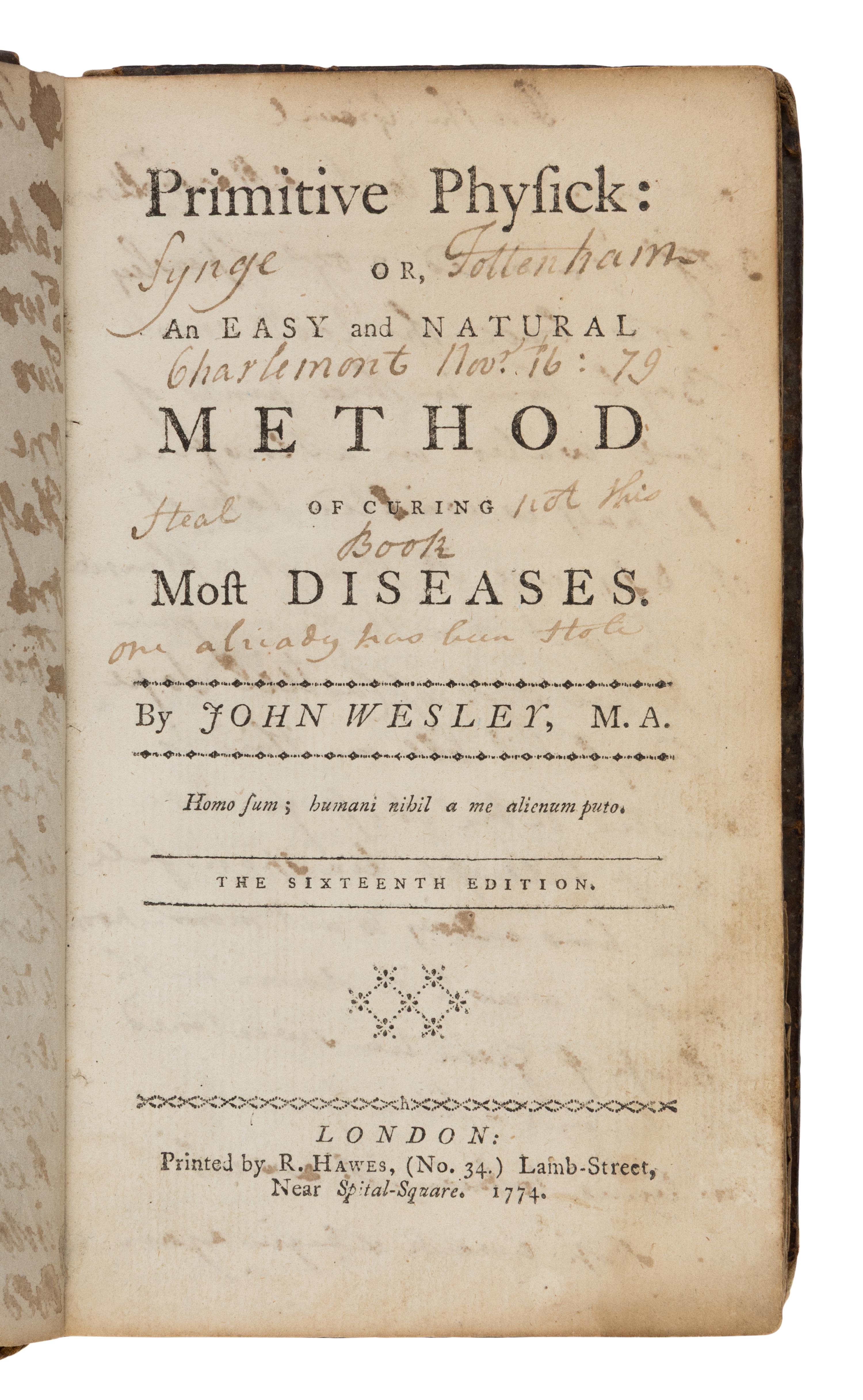[Science, Medicine & Mathematics] Wesley, John. Primitive Physick: Or, An Easy and Natural Method of Curing Most Diseases