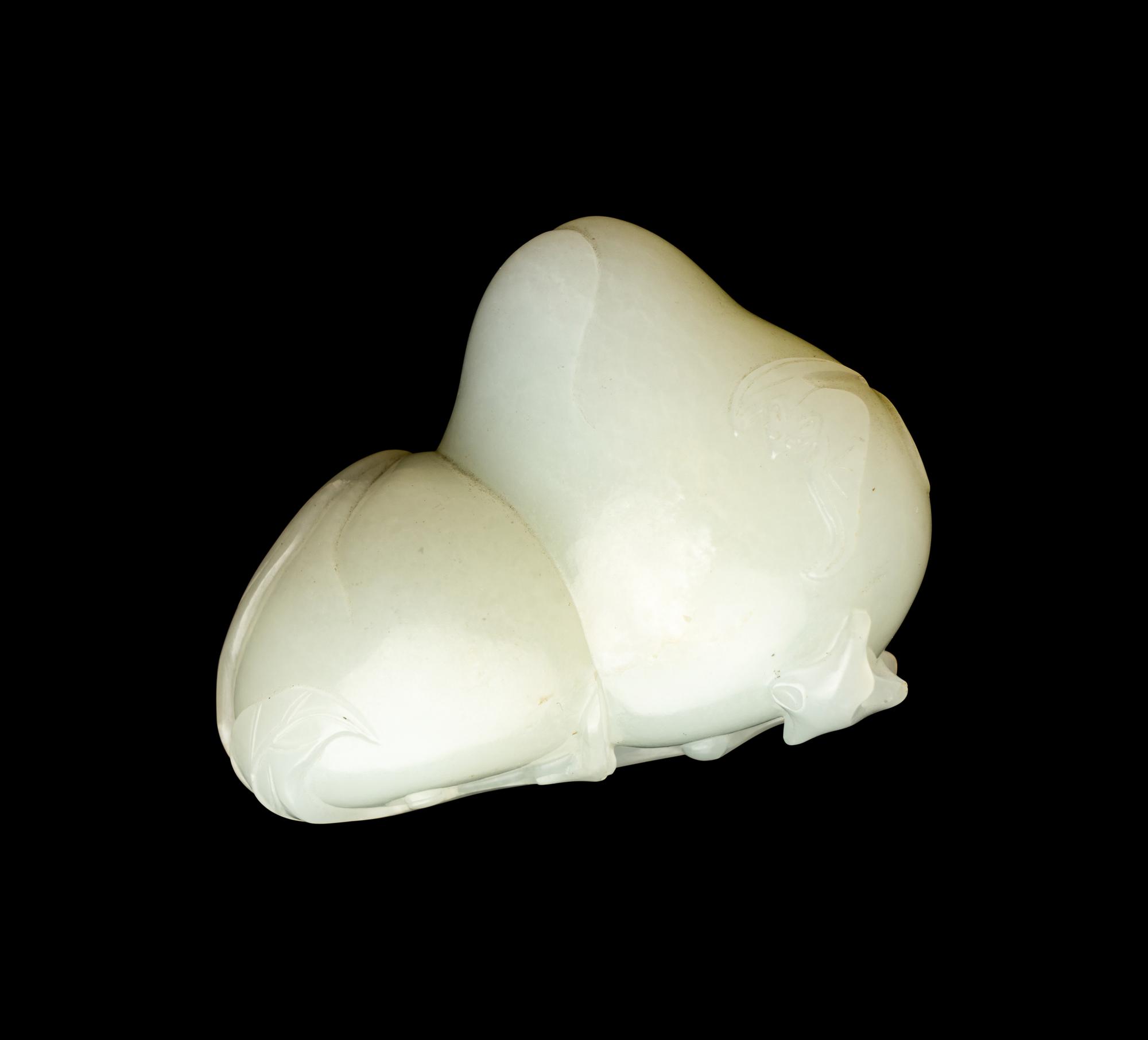 A Chinese White Jade 'Double Peach' Carving