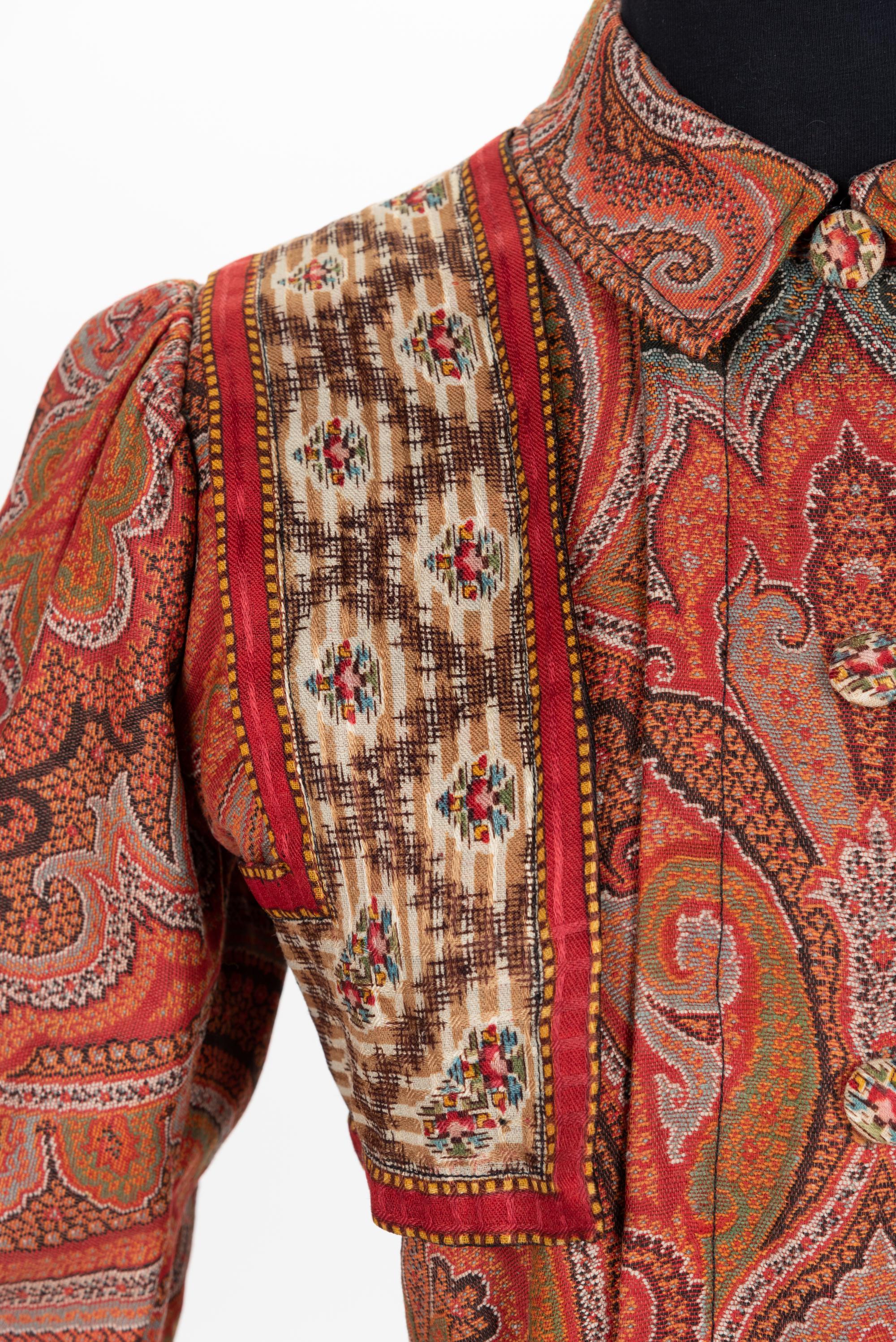 Paisley Shawl House Dress with Watteau Pleat, c.1890