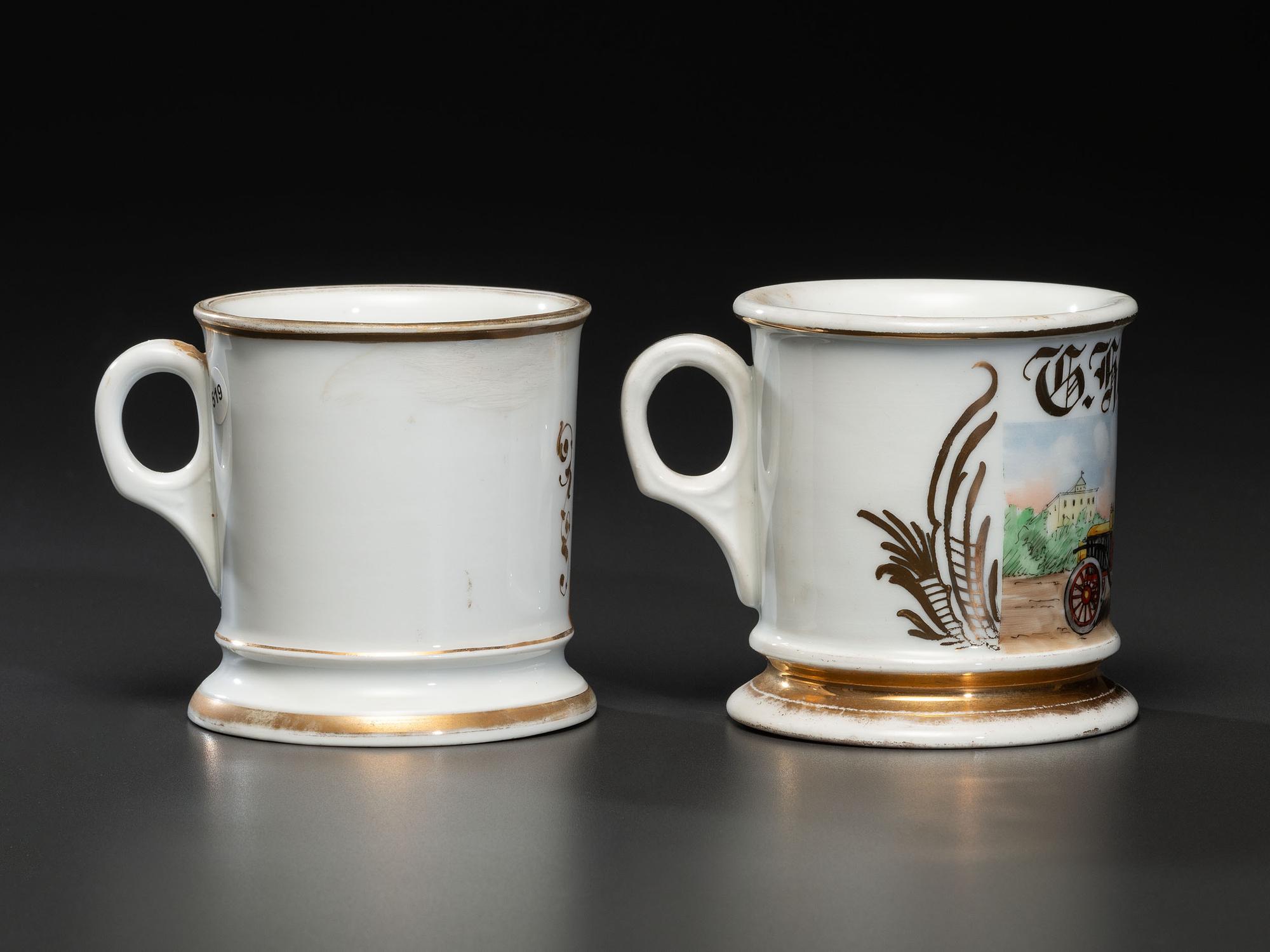 Two Open Touring Automobile Shaving Mugs