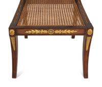 Four Regency Style Gilt Metal Inlaid Rosewood Cane Seat Side Chairs